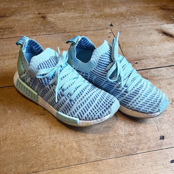 adidas Aqua Knit Sneakers Teal Blue Womens Size 8 - Picture 3 of 16